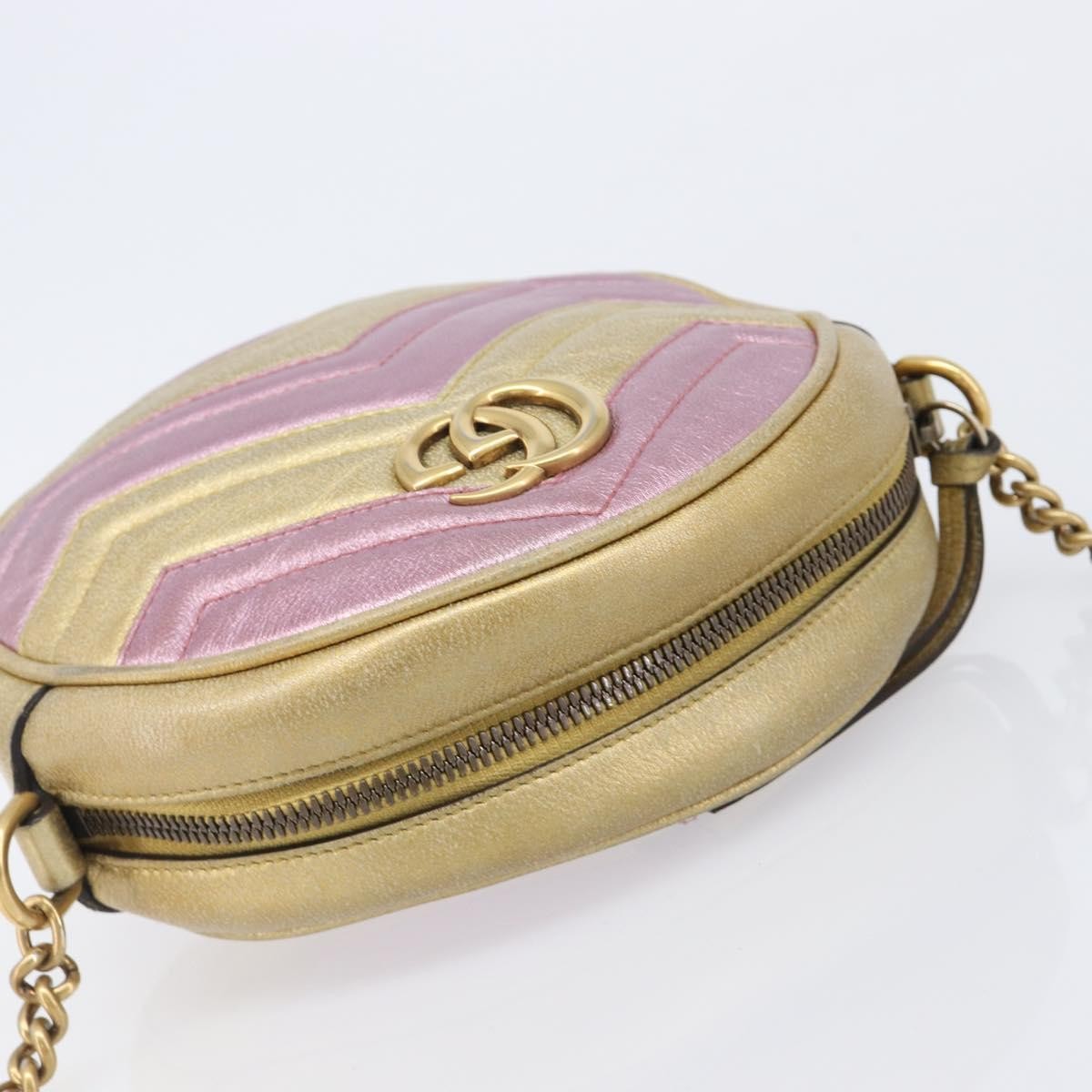 Gucci Gg Marmont Round Matelasse Leather Gold Leather Shoulder Bag Bag (Pre-Owned)