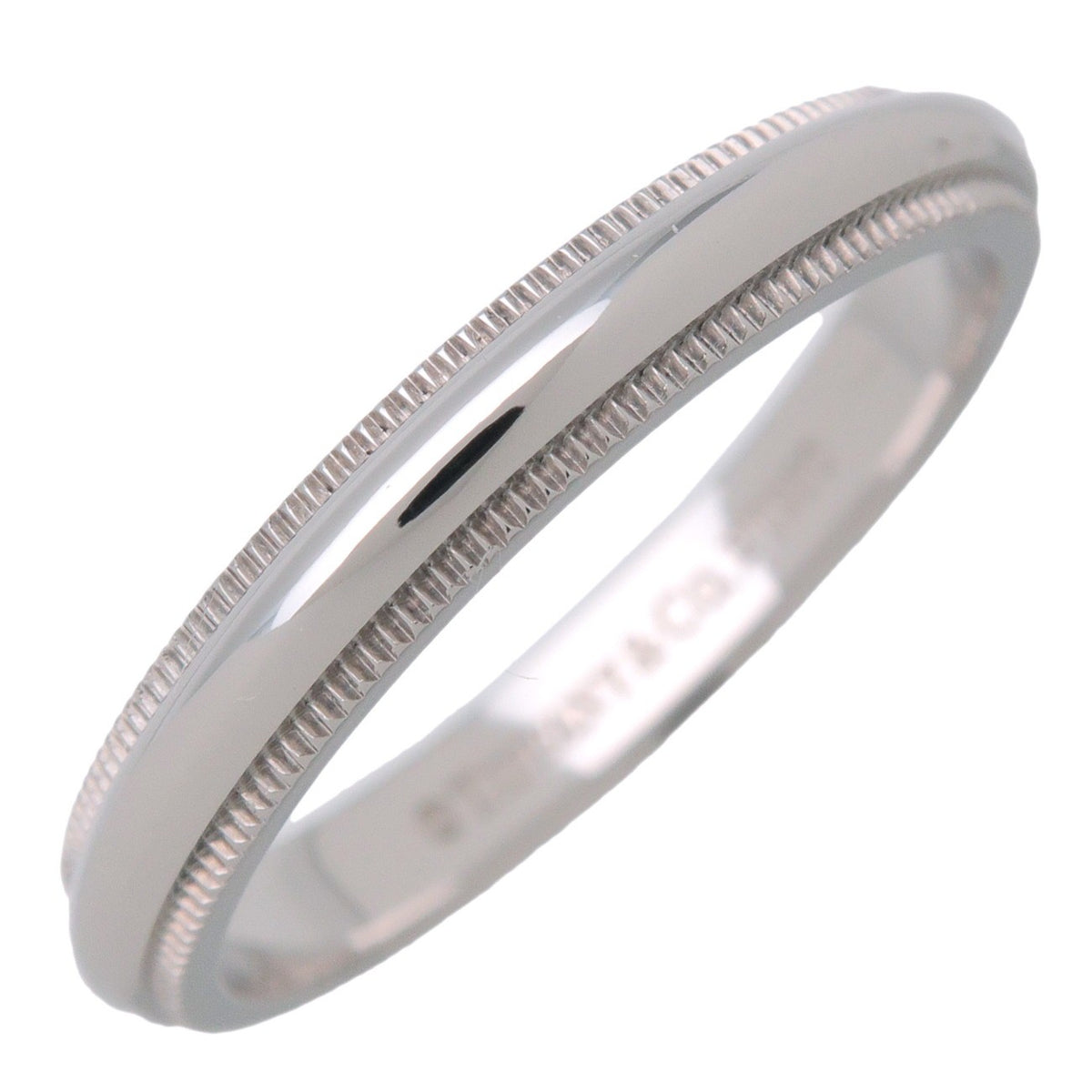 Tiffany & Co. Classic Milgrain Band Platinum Silver Platinum Ring Jewelry (Pre-Owned)