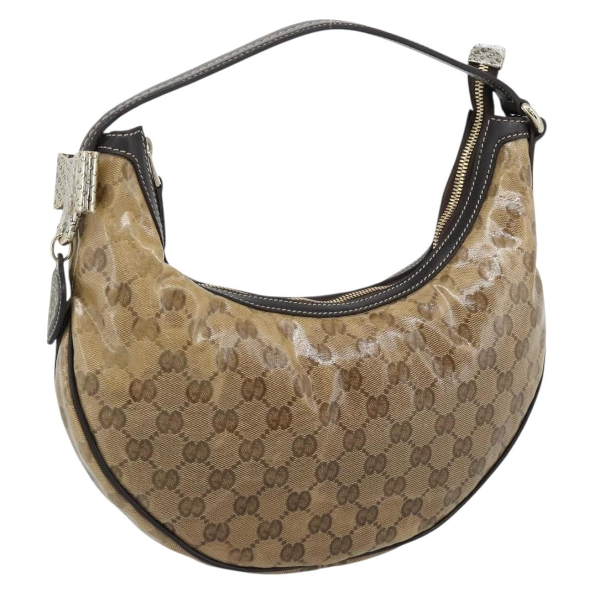 Gucci Vintage Hobo Crystal Canvas Beige Canvas Shoulder Bag Bag (Pre-Owned)