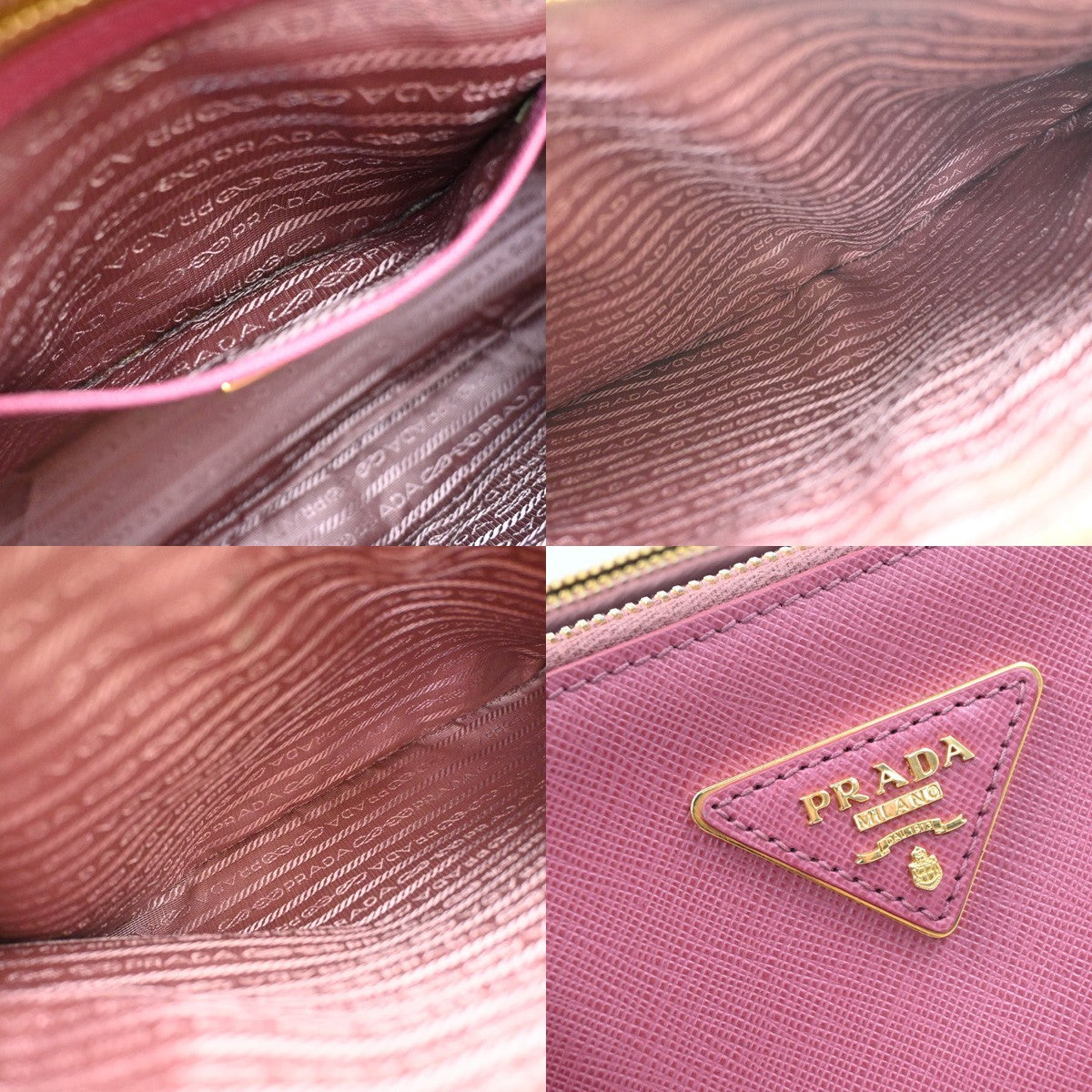 Prada Double Zip Lux Convertible Tote Saffiano Leather Pink Leather Tote Bag Bag (Pre-Owned)