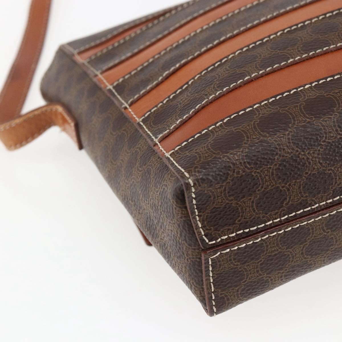 Celine Vintage Macadam Canvas And Leather Brown Canvas Shoulder Bag Bag (Pre-Owned)