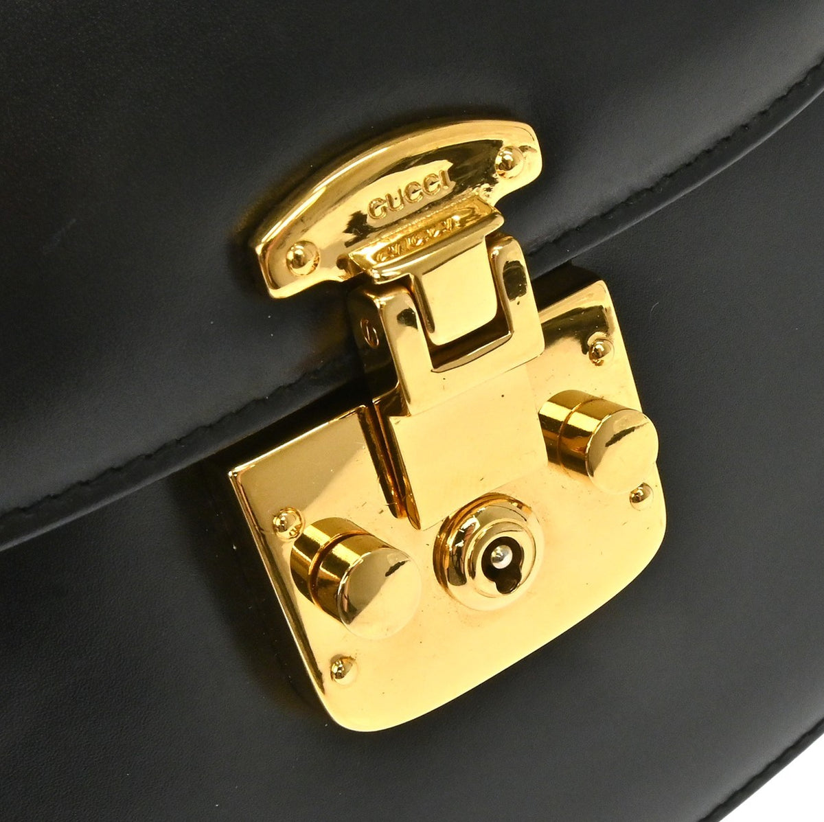 Gucci Lady Lock Satchel Leather Black Leather Handbag (Pre-Owned)