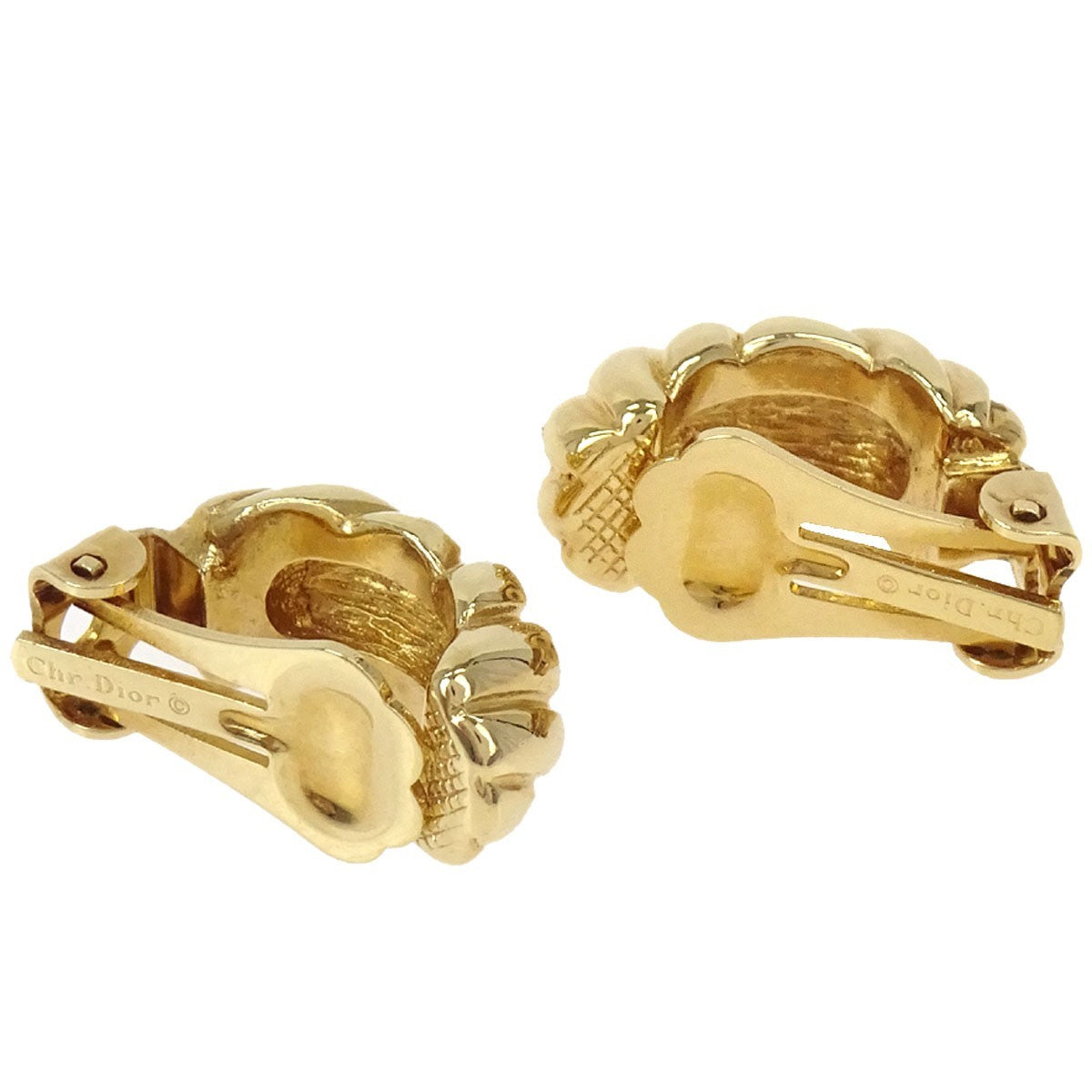 Christian Dior Vintage Clip-On Metal Gold Gold_Plated Earrings Jewelry (Pre-Owned)