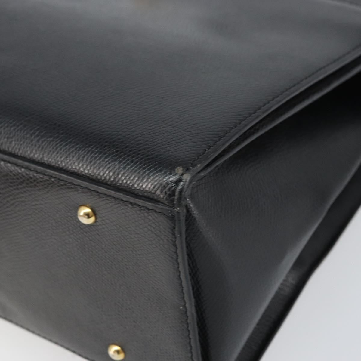 Celine Vintage Turn Lock Shoulder Leather Black Leather Handbag (Pre-Owned)