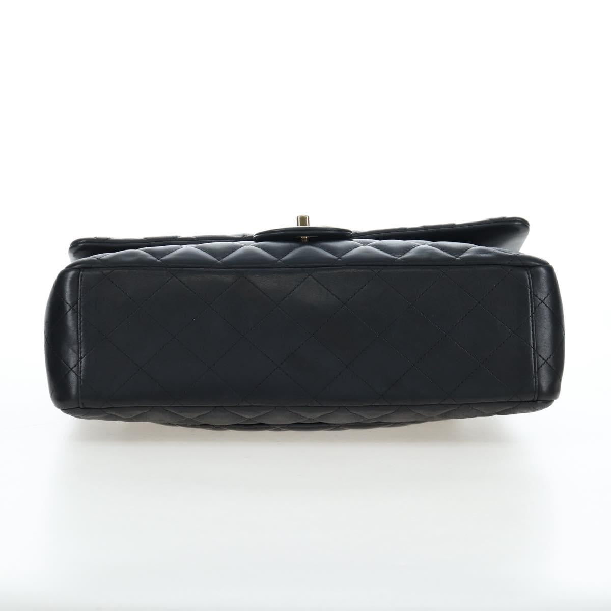 Chanel Classic Timeless Double Flap Quilted Caviar Black Leather Handbag (Pre-Owned)