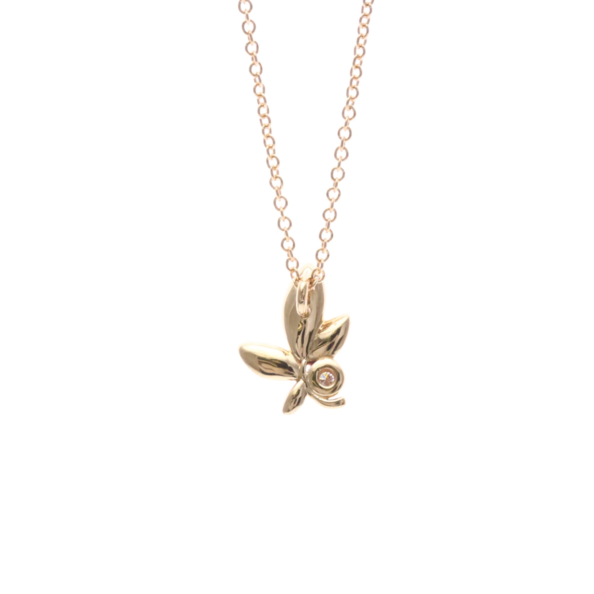 Tiffany & Co. Paloma Picasso Olive Leaf Pendant 18K Rose Gold With Diamond Gold Pink_Gold Necklace Jewelry (Pre-Owned)