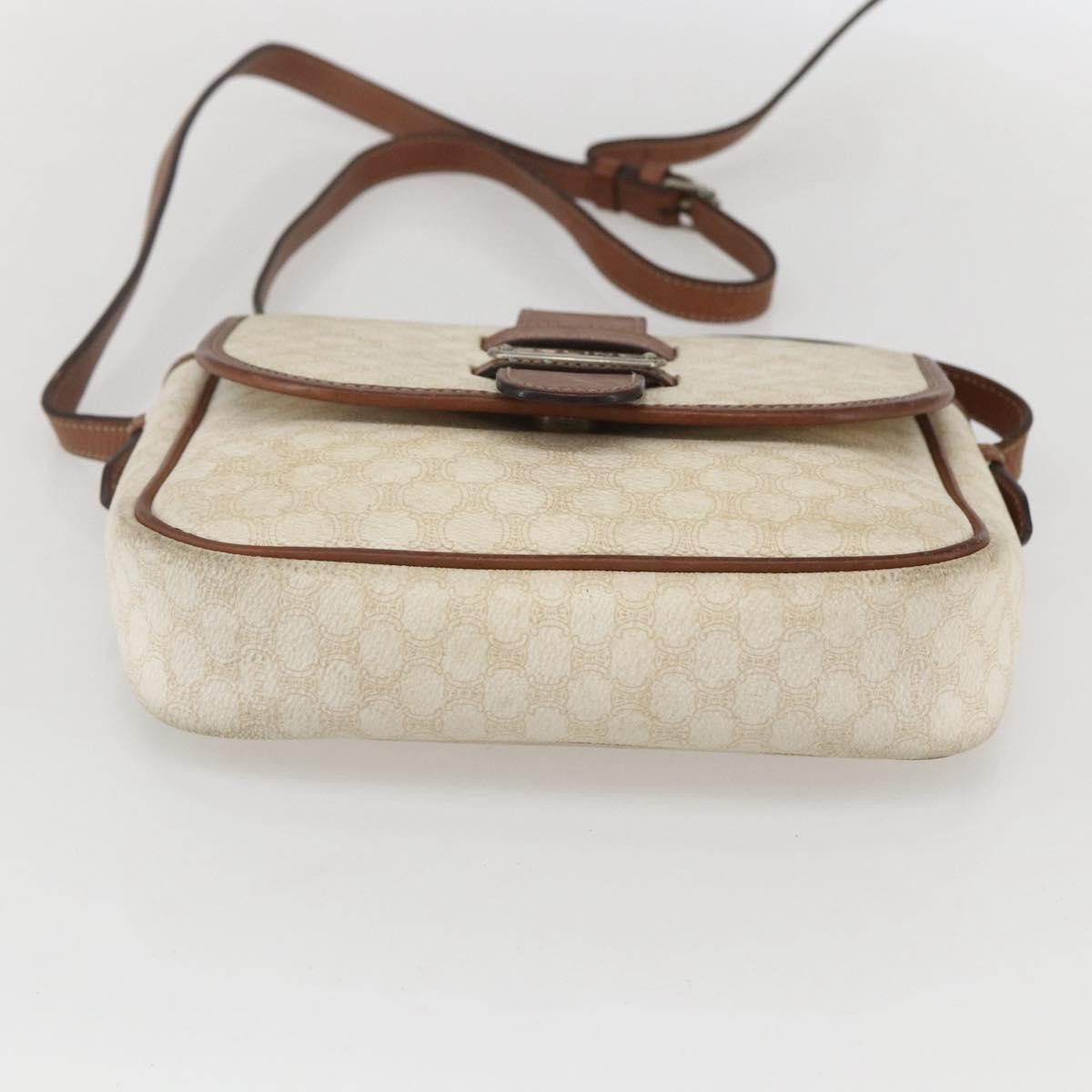 Celine Vintage Macadam Canvas And Leather White Canvas Shoulder Bag Bag (Pre-Owned)