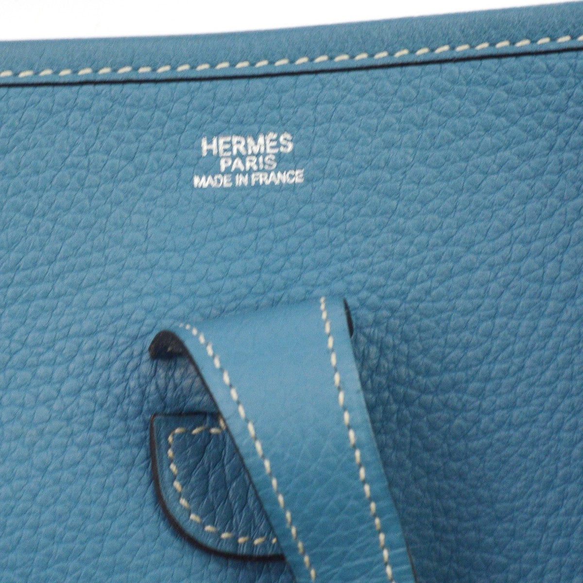 Hermes Evelyne Bag Gen Ii Clemence Blue Leather Shoulder Bag Bag (Pre-Owned)