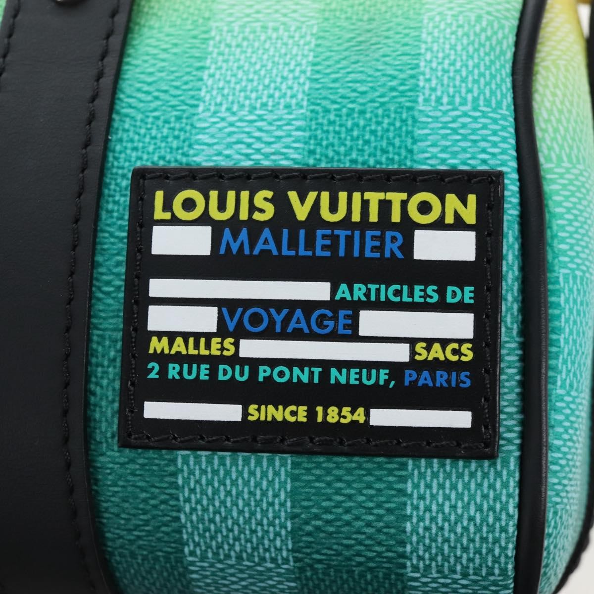 Louis Vuitton Keepall Bandouliere Limited Edition Gradient Damier Stripes Green Leather Travel Bag Bag (Pre-Owned)
