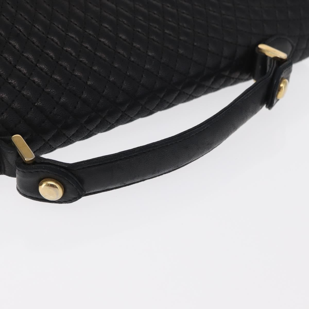 Bally Vintage Quilted Leather Black Leather Handbag (Pre-Owned)