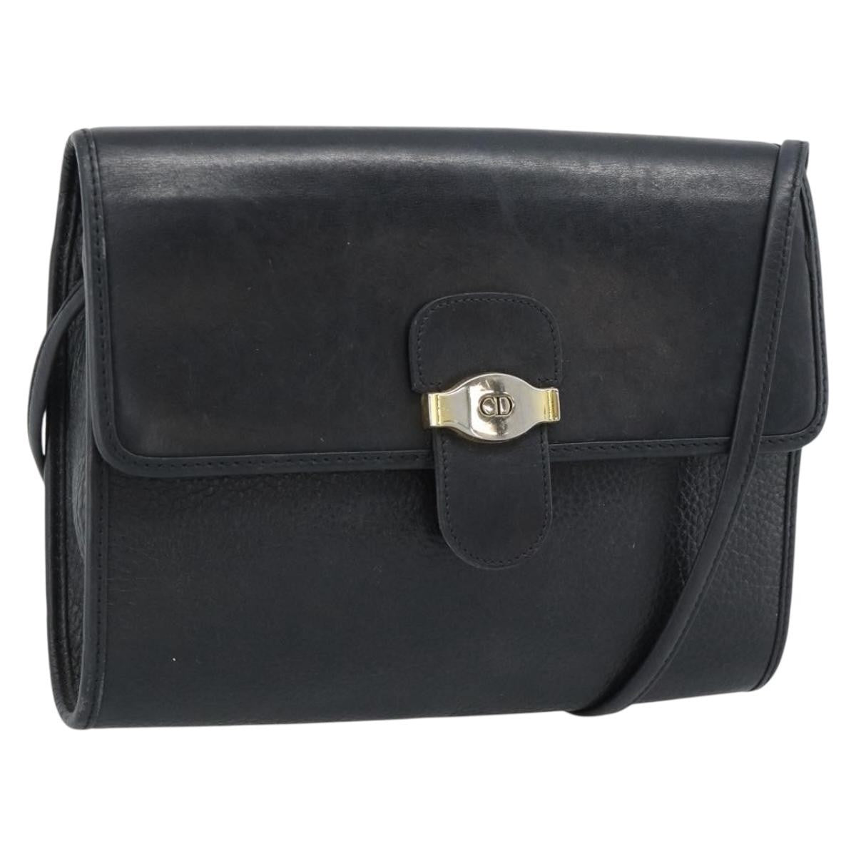 Christian Dior Vintage Cd Flap Leather Black Leather Shoulder Bag Bag (Pre-Owned)