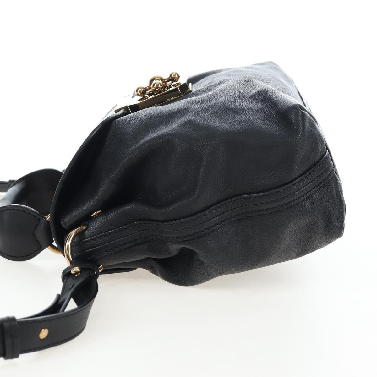 Chloe Elsie Convertible Satchel Leather Black Leather Handbag (Pre-Owned)