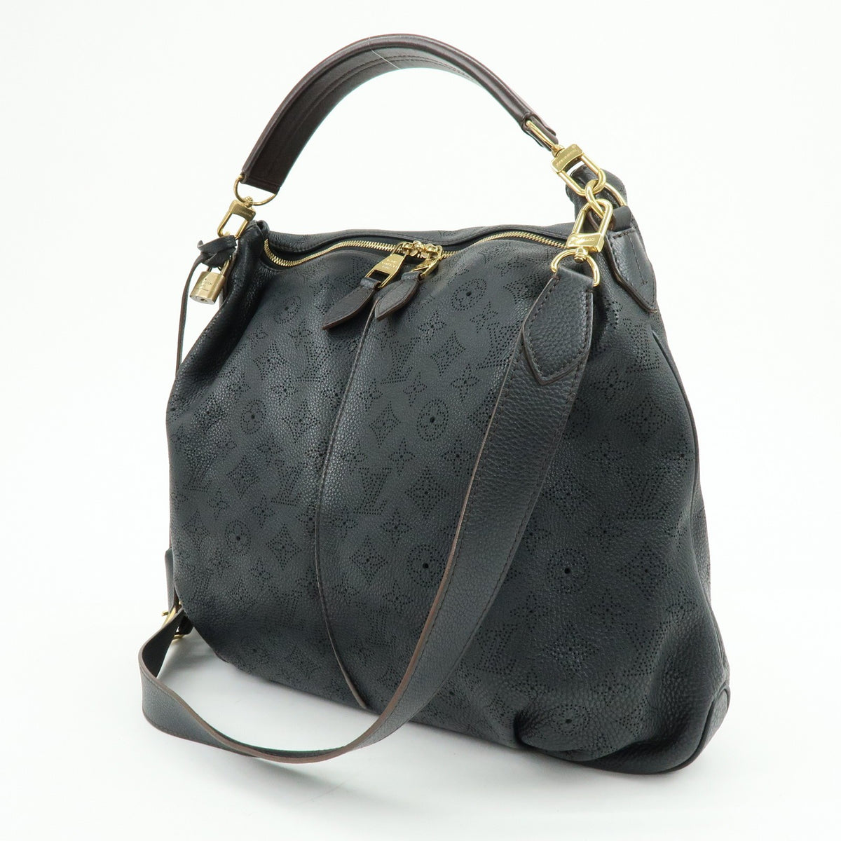 Louis Vuitton Selene Mahina Leather Black Leather Handbag (Pre-Owned)