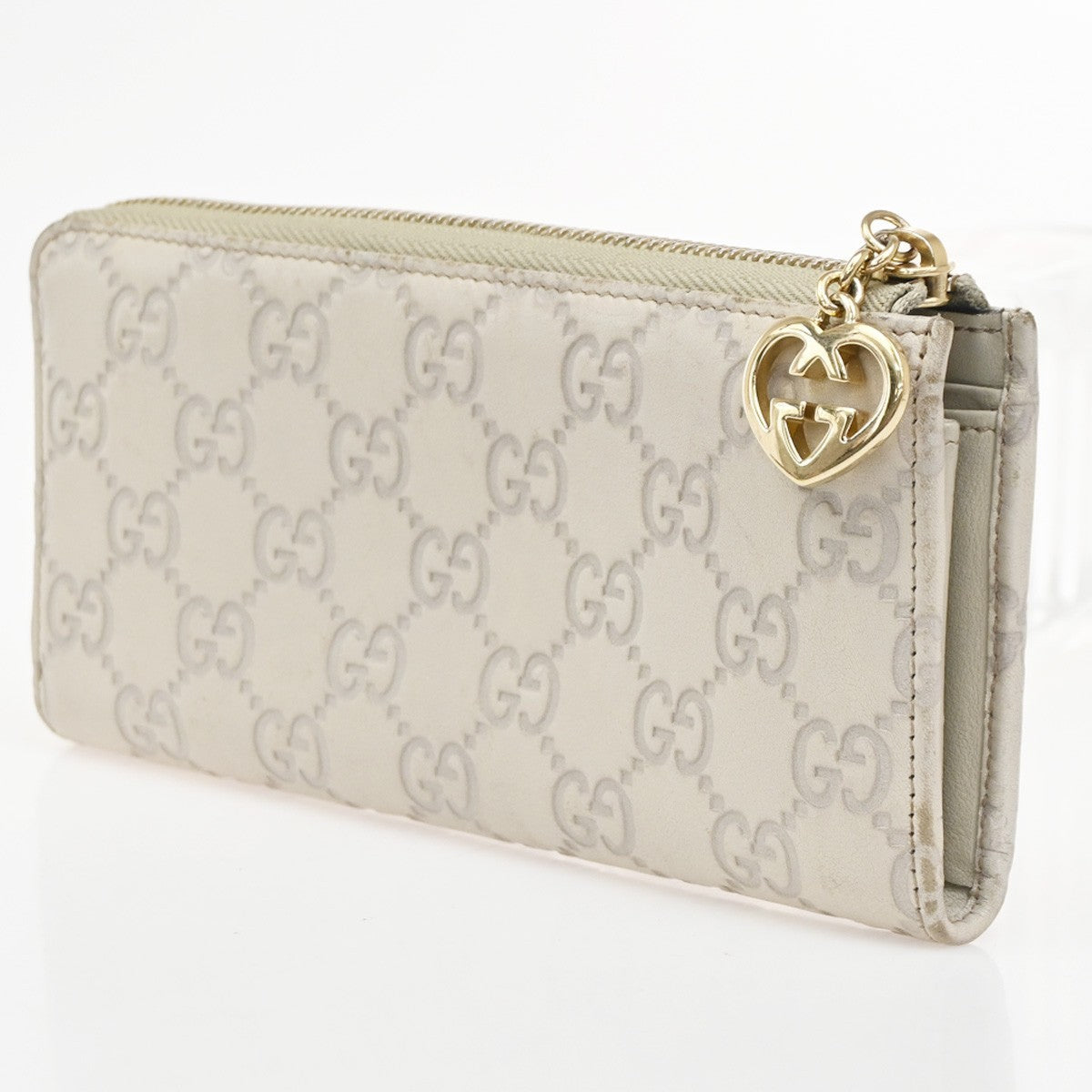Gucci Interlocking G Zip Around Wallet (Outlet) Leather Beige Leather Wallets Accessory (Pre-Owned)
