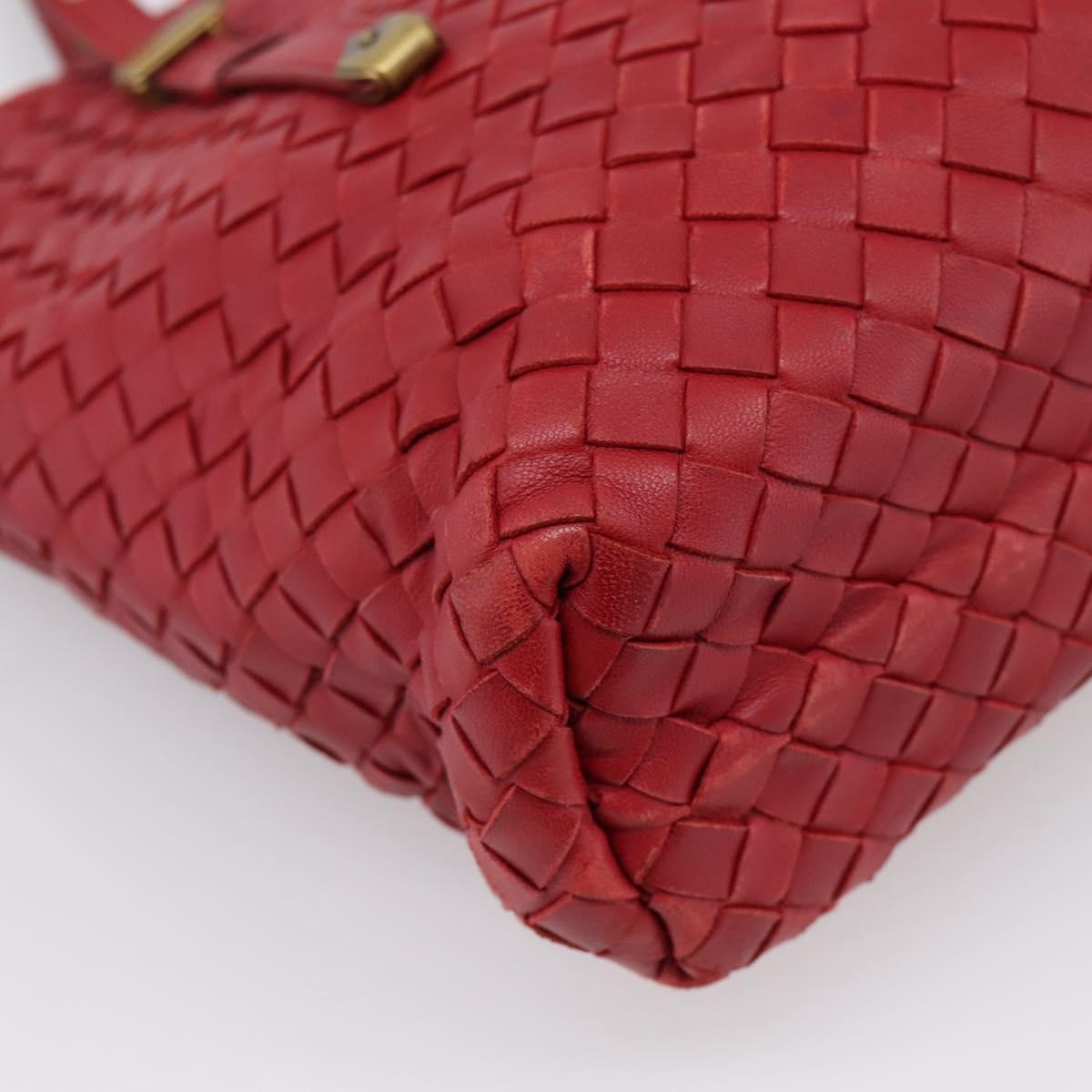 Bottega Veneta Belted Tote Intrecciato Nappa Red Leather Tote Bag Bag (Pre-Owned)