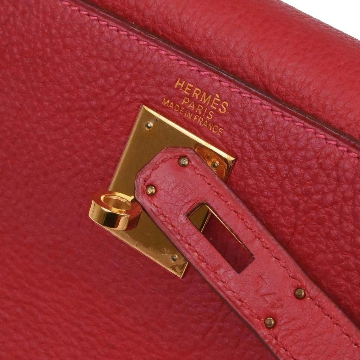 Hermes Kelly Red Togo With Gold Hardware Red Leather Handbag (Pre-Owned)