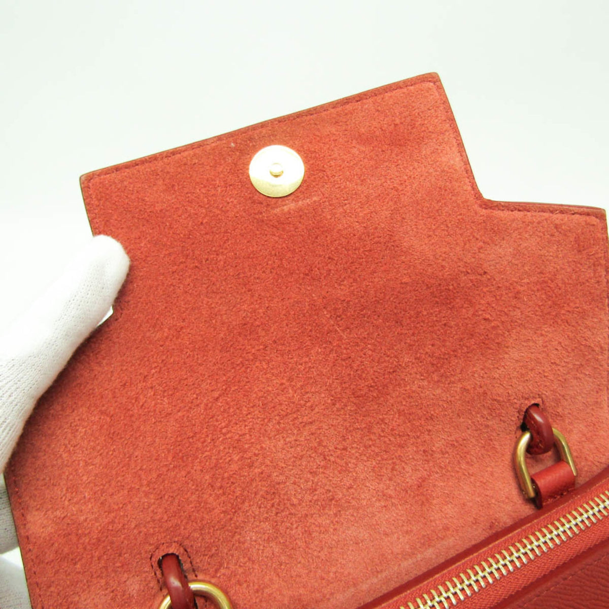 Celine Belt Textured Leather Red Leather Handbag (Pre-Owned)