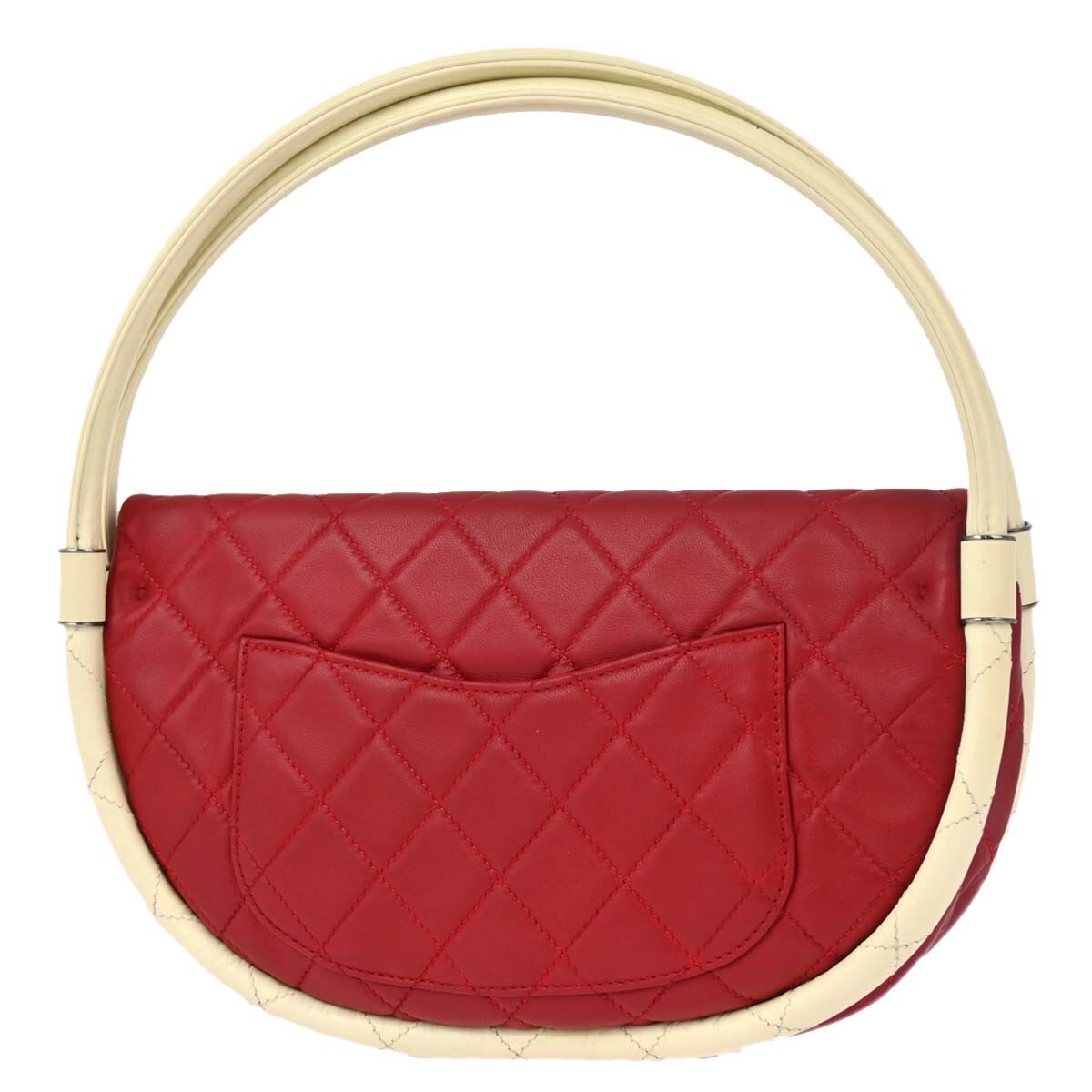 Chanel Hula Hoop Quilted Lambskin Red Leather Handbag (Pre-Owned)