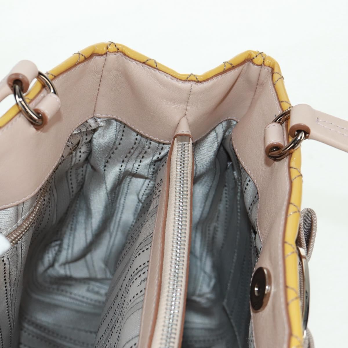 Salvatore Ferragamo Vala Patent Leather Yellow Patent_Leather Handbag (Pre-Owned)