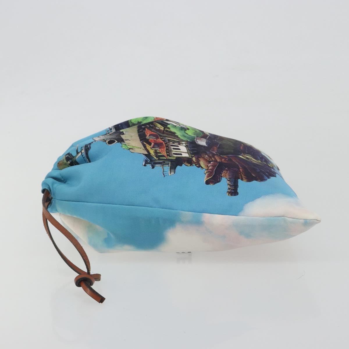 Loewe Paula Drawstring Printed Canvas Blue Nylon Clutche & Pouche Bag (Pre-Owned)