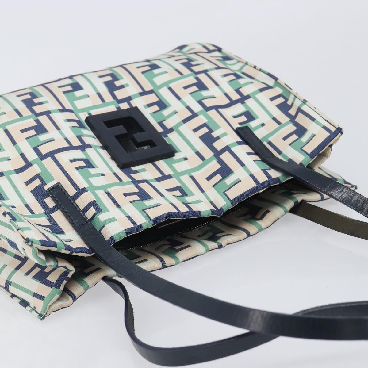 Fendi Logo Zucca Nylon Green Nylon Tote Bag Bag (Pre-Owned)