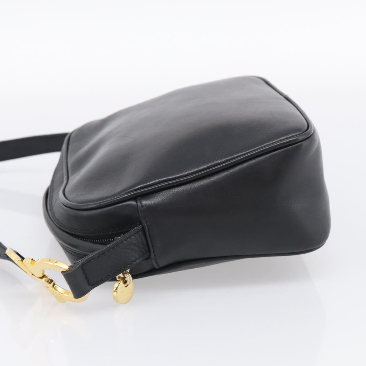 Salvatore Ferragamo Gancini Leather Black Leather Crossbody Bag Bag (Pre-Owned)