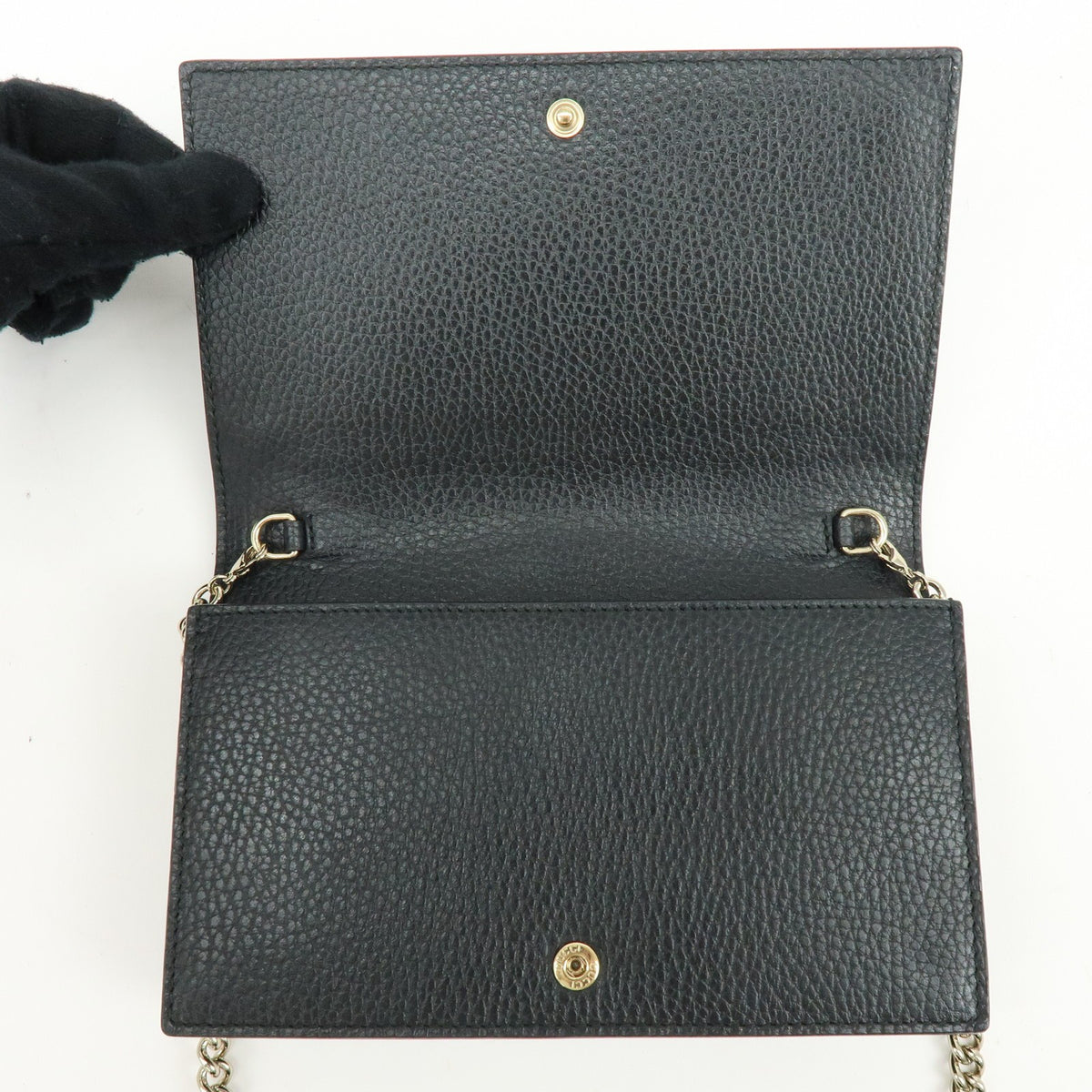 Gucci Betty Chain Wallet (Outlet) Leather Black Leather Crossbody Bag Bag (Pre-Owned)