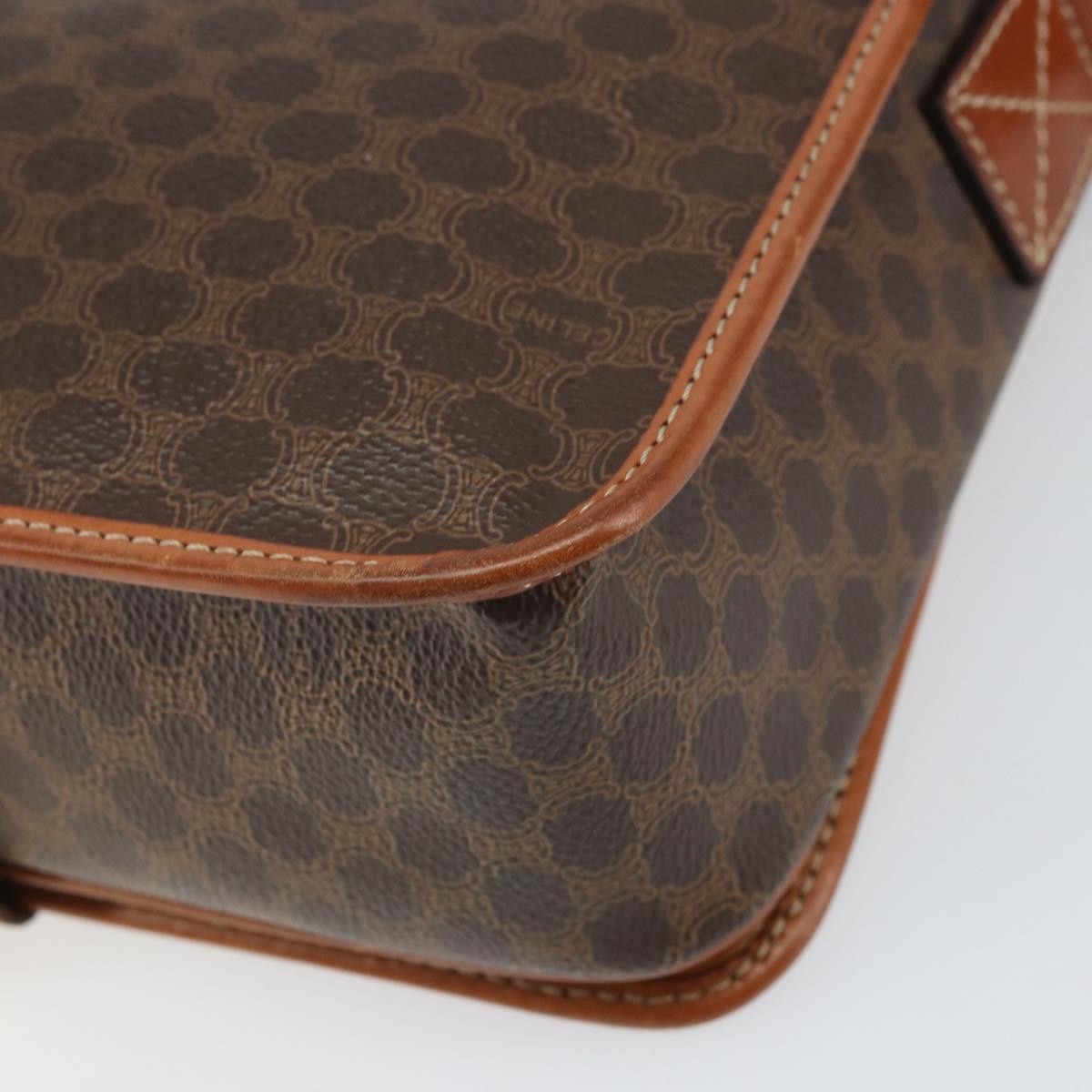 Celine Vintage Macadam Canvas And Leather Brown Canvas Shoulder Bag Bag (Pre-Owned)