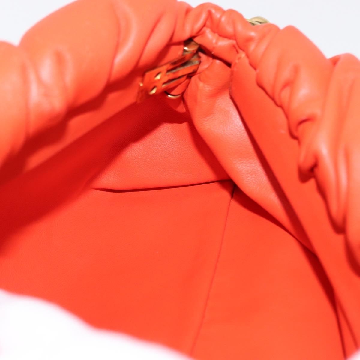 Bottega Veneta The Chain Leather Orange Leather Clutche & Pouche Bag (Pre-Owned)