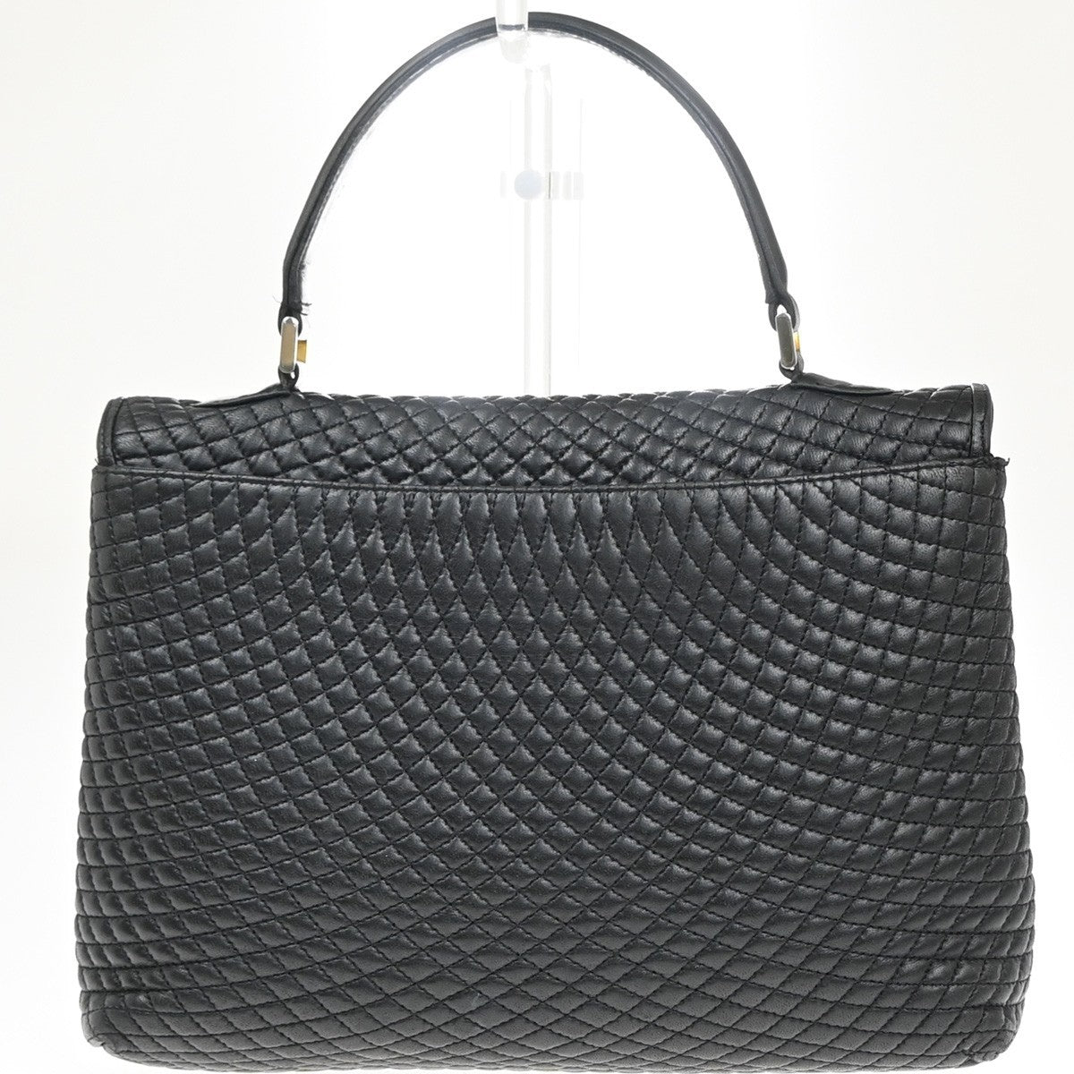Bally Vintage Quilted Leather Black Leather Handbag (Pre-Owned)