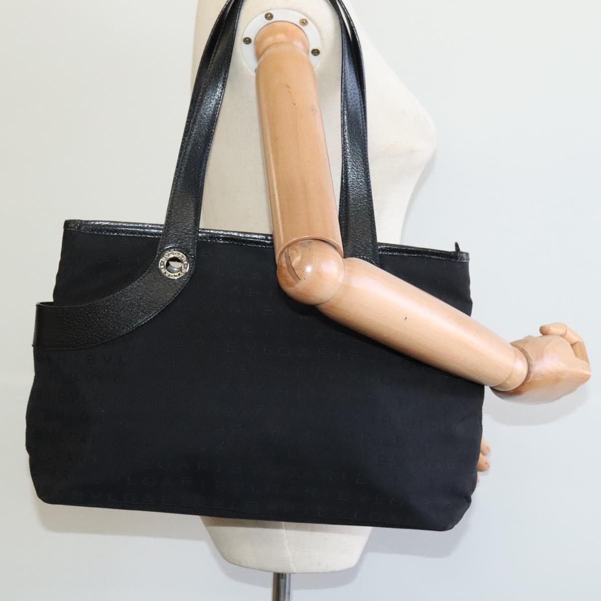 Bvlgari Logomania Canvas Black Canvas Shoulder Bag Bag (Pre-Owned)