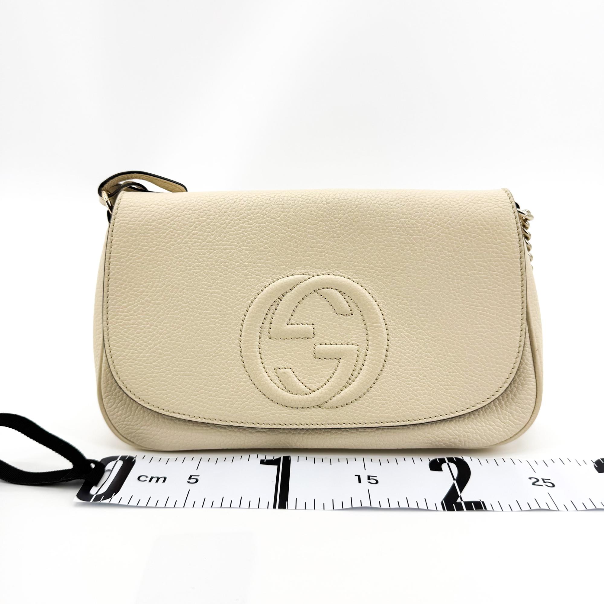 Gucci Soho Chain Leather Beige Leather Shoulder Bag Bag (Pre-Owned)