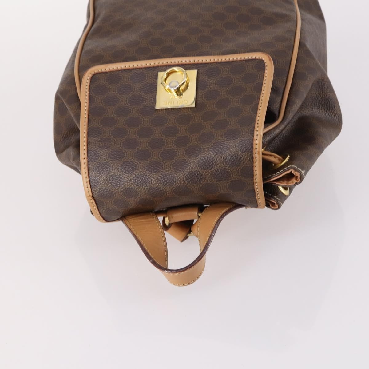 Fendi Vintage Drawstring Flap Brown Canvas Backpack Bag (Pre-Owned)