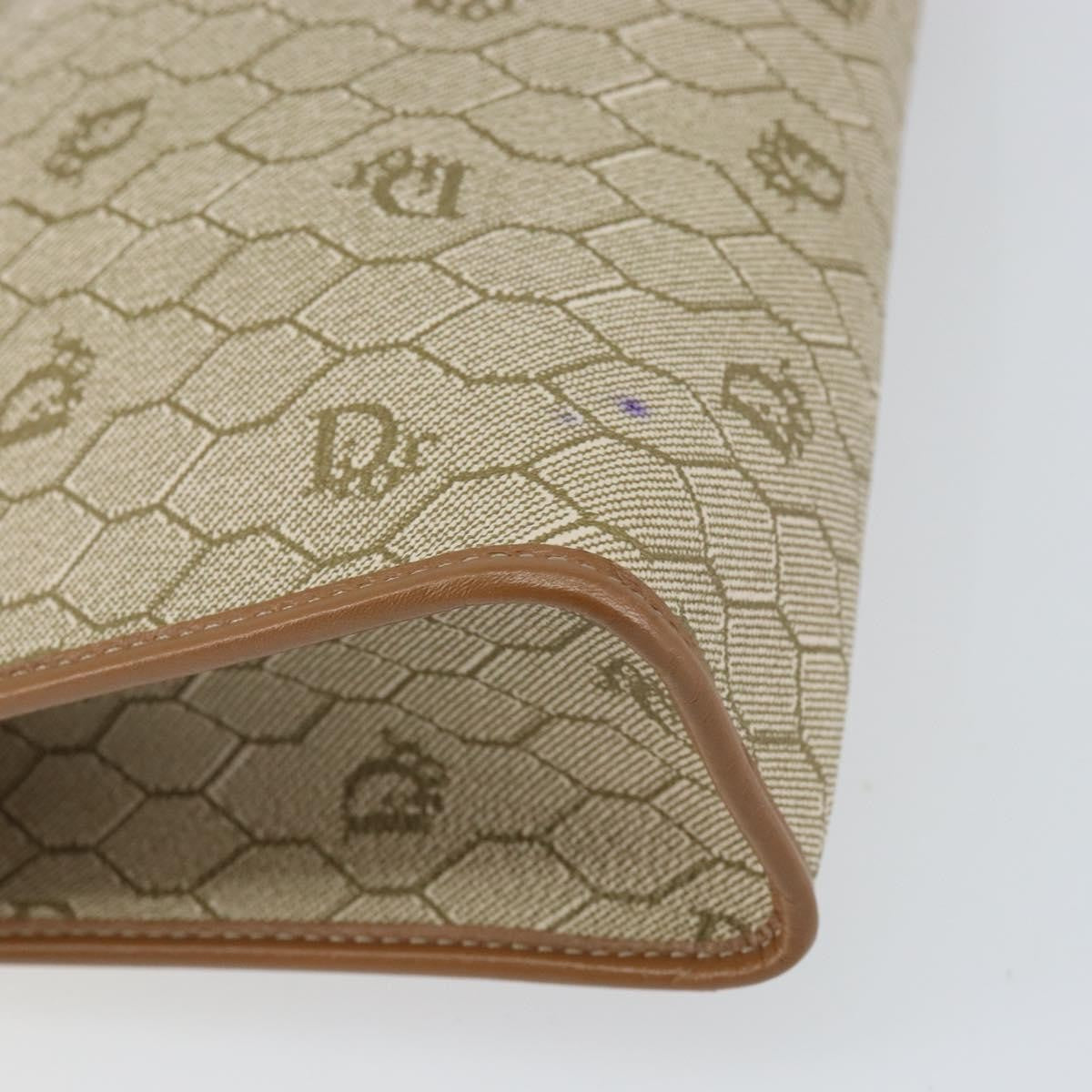 Christian Dior Vintage Honeycomb Zip Coated Canvas Beige Canvas Clutche & Pouche Bag (Pre-Owned)