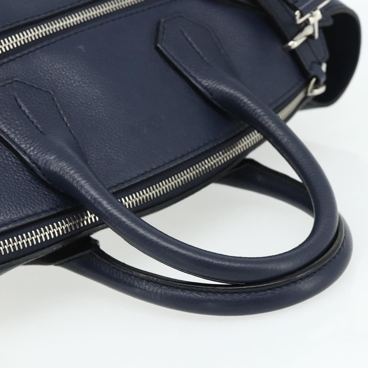 Bally Vintage Leather Navy Leather Handbag (Pre-Owned)