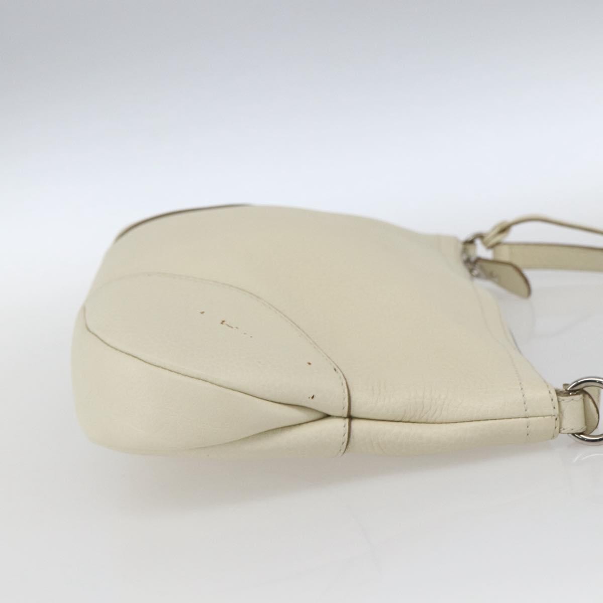 Salvatore Ferragamo Gancini Leather White Leather Shoulder Bag Bag (Pre-Owned)