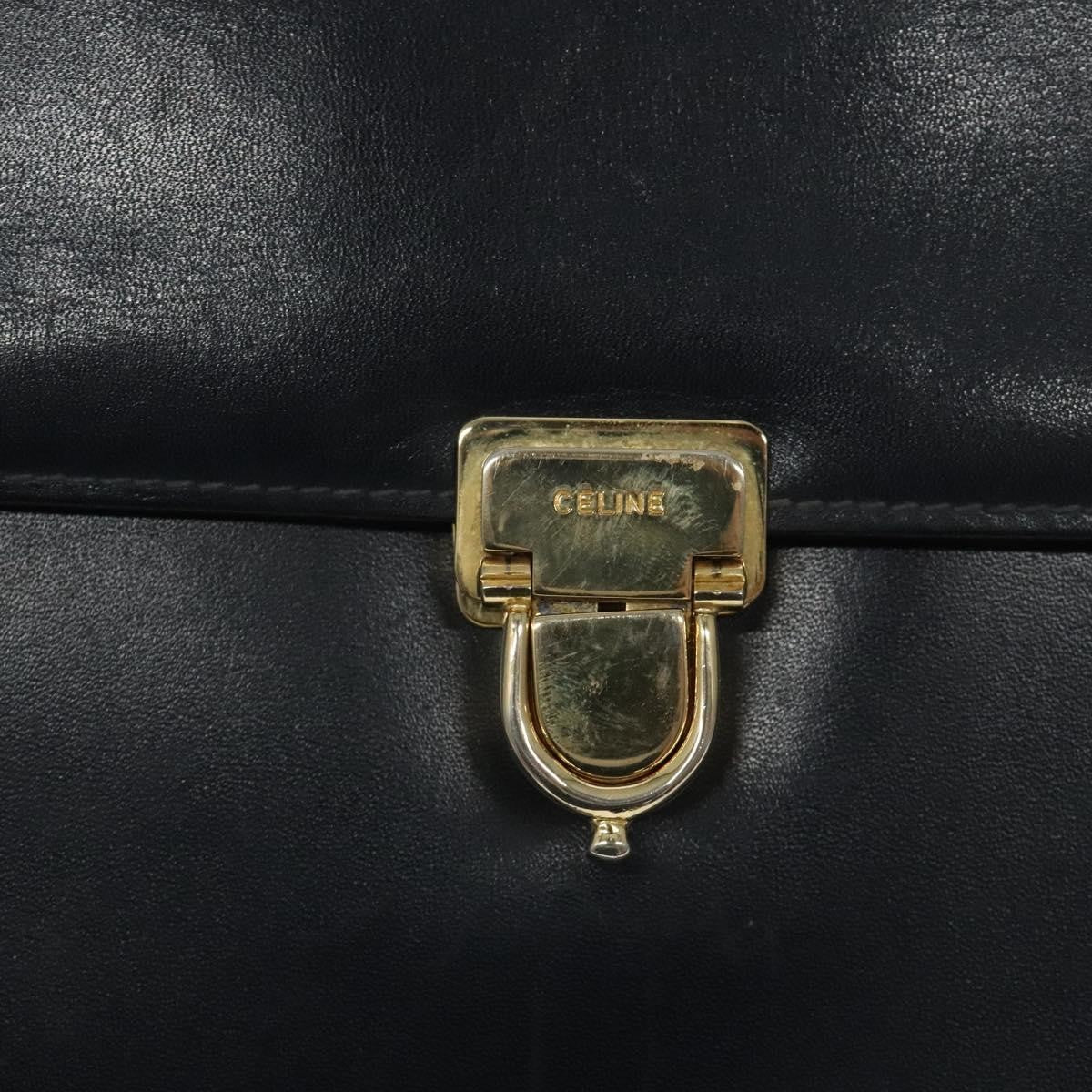 Celine Vintage Leather Navy Leather Shoulder Bag Bag (Pre-Owned)