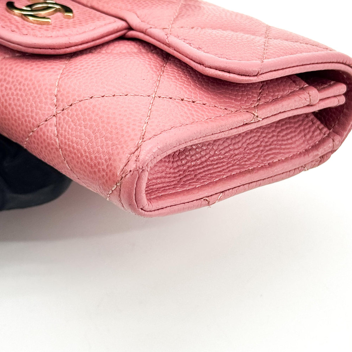 Chanel Classic Flap Card Case Quilted Caviar Pink Leather Card Holders Accessory (Pre-Owned)