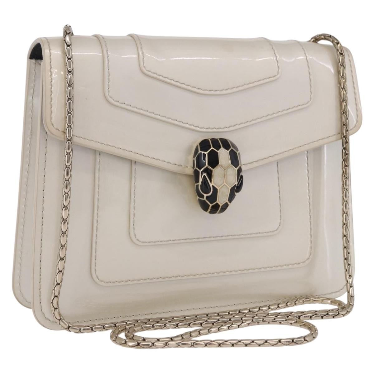 Bvlgari Serpenti Forever Patent White Patent_Leather Shoulder Bag Bag (Pre-Owned)