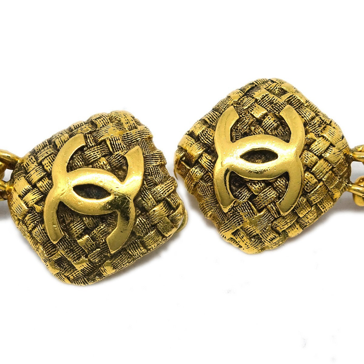 Chanel Cc Dangle Metal Gold Gold_Plated Earrings Jewelry (Pre-Owned)