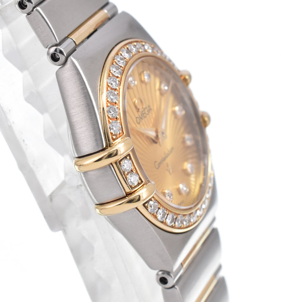 Omega Constellation Quartz Stainless Steel And Yellow Gold With Diamond Bezel And Markers And Mother Of Pearl Watch (Pre-Owned)
