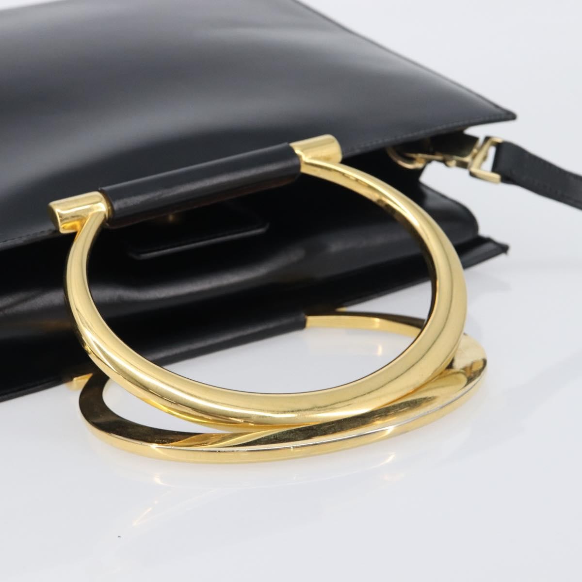 Celine Top Handle Leather Black Leather Handbag (Pre-Owned)