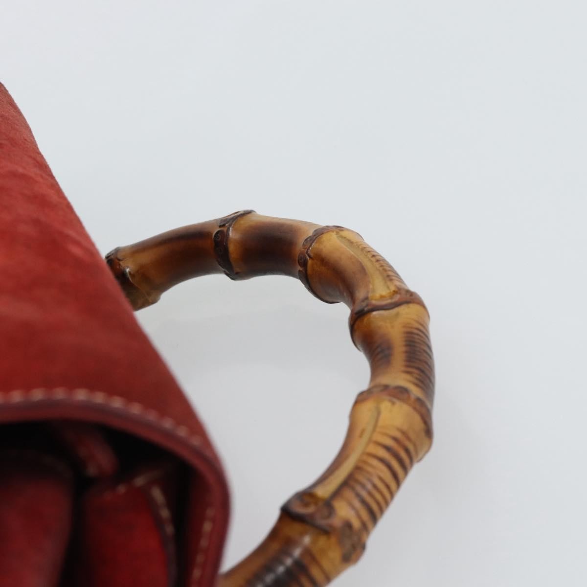 Gucci Vintage Bamboo Suede Red Suede Backpack Bag (Pre-Owned)