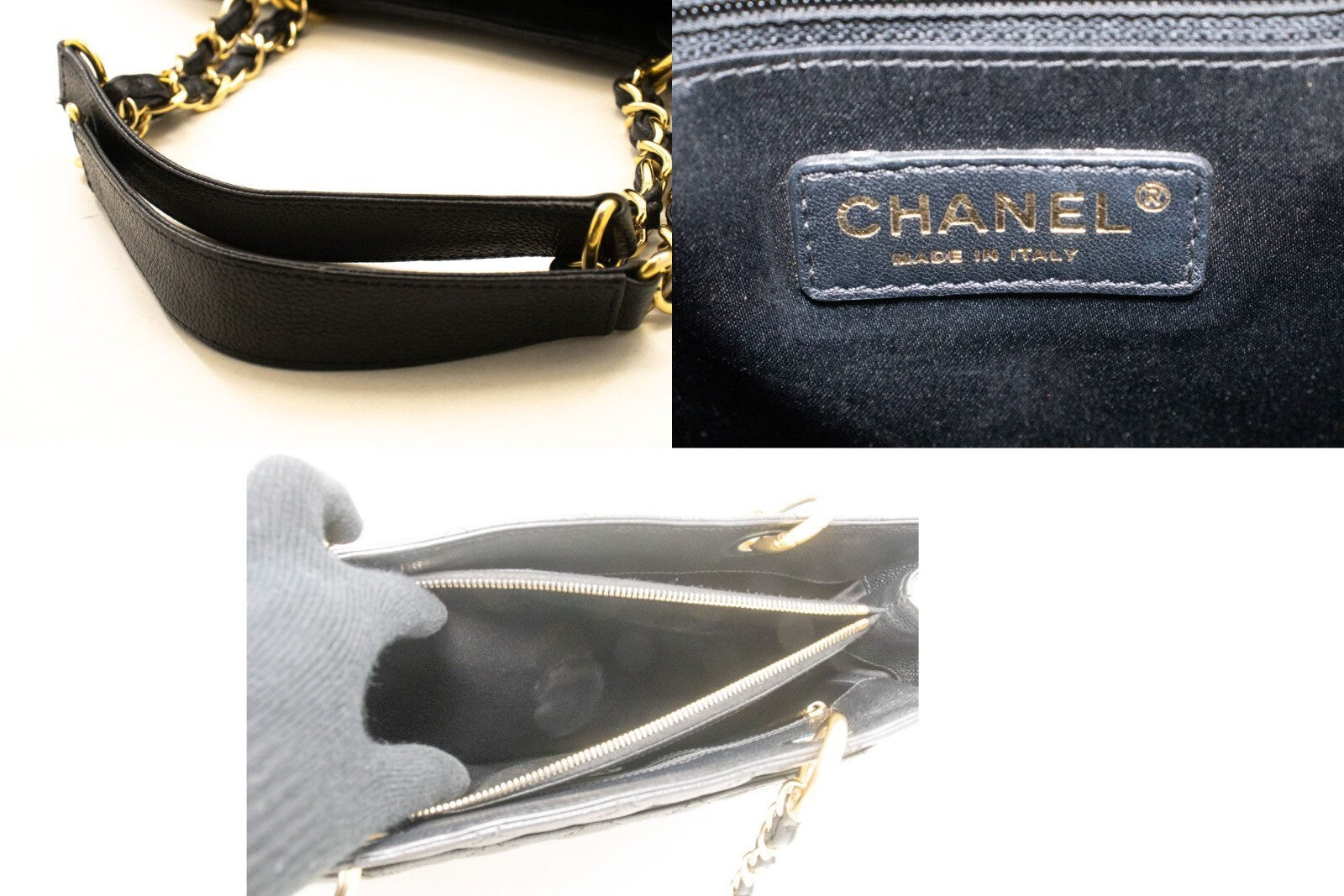 Chanel Grand Shopping Tote Quilted Caviar Black Calfskin Tote Bag Bag (Pre-Owned)