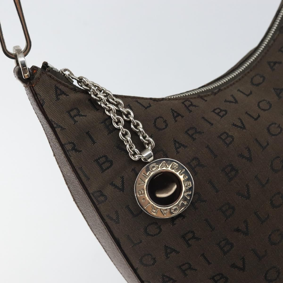 Bvlgari Logomania Canvas With Leather Brown Canvas Shoulder Bag Bag (Pre-Owned)