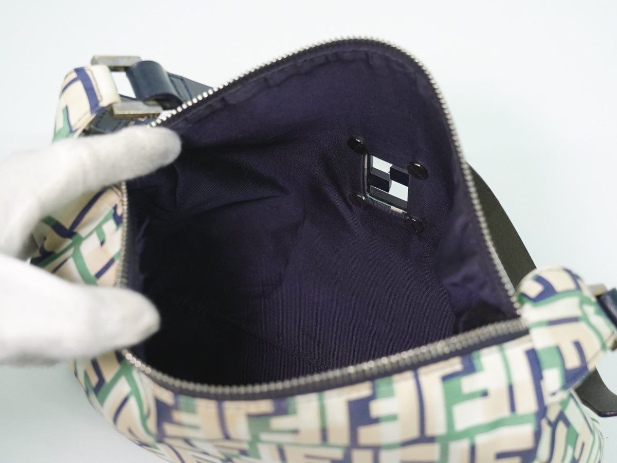 Fendi Mamma Baguette Zucca Jacquard Velvet Multicolour Canvas Shoulder Bag Bag (Pre-Owned)