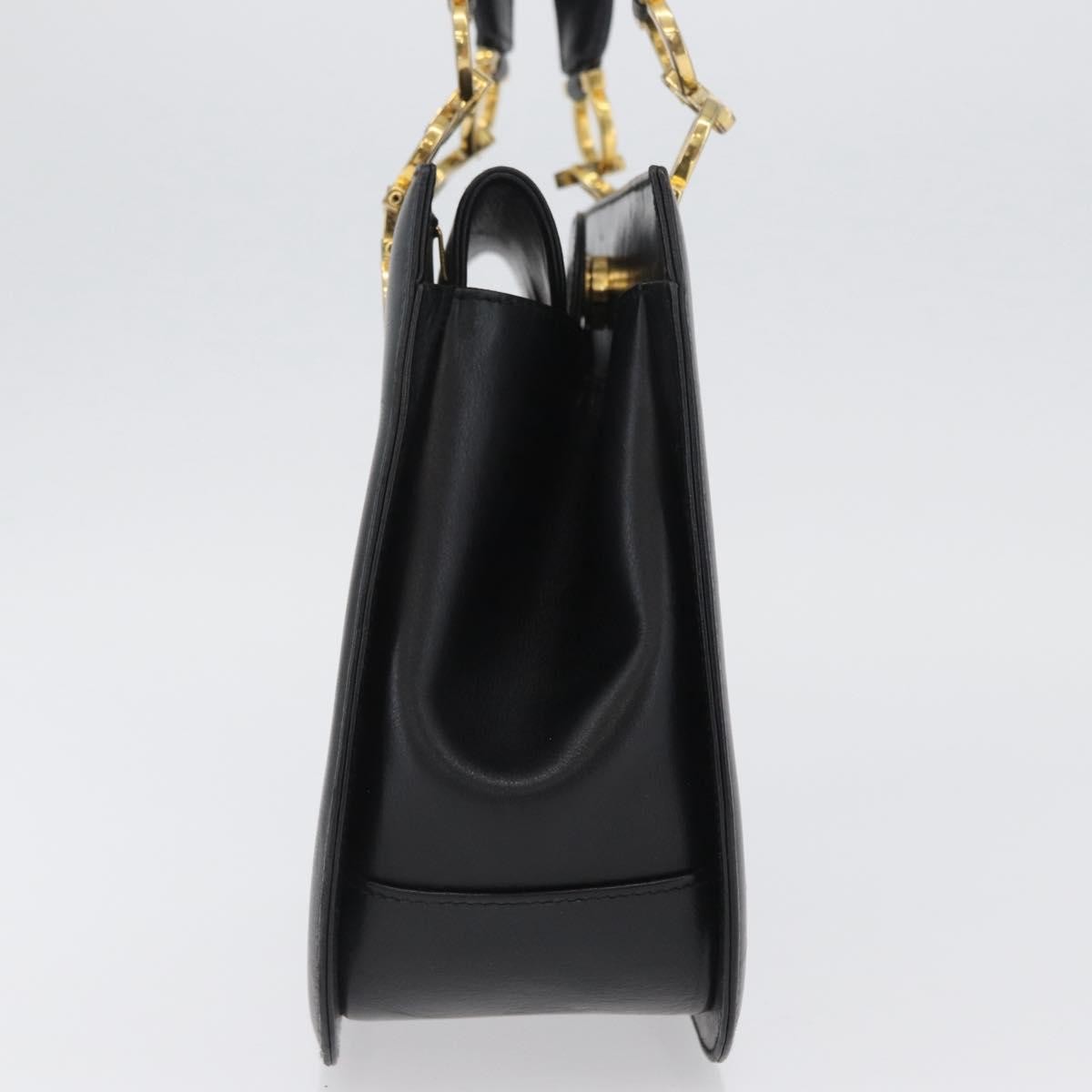 Salvatore Ferragamo Gancini Leather Black Leather Handbag (Pre-Owned)