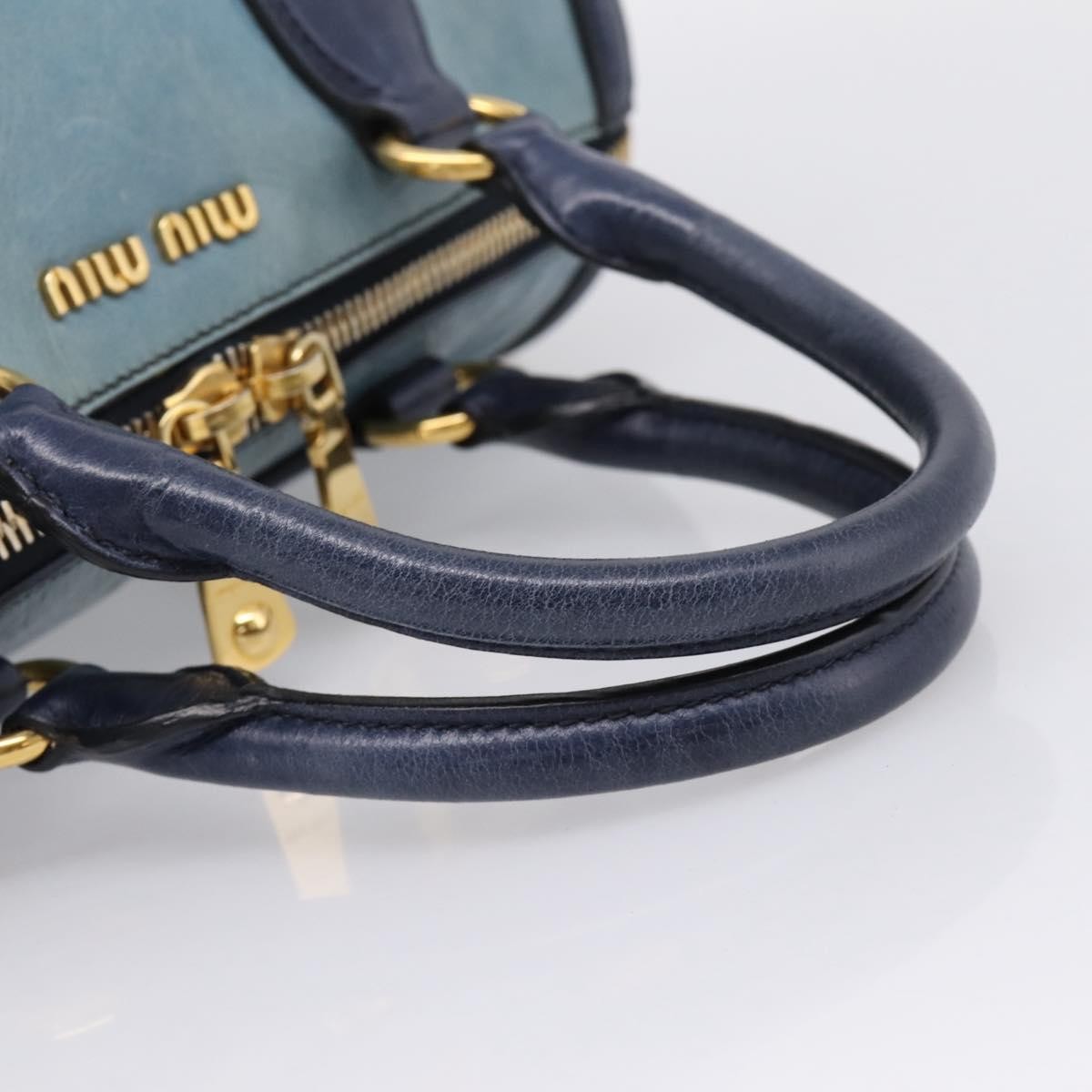 Miu Miu Beau Top Handle Leather Navy Leather Handbag (Pre-Owned)