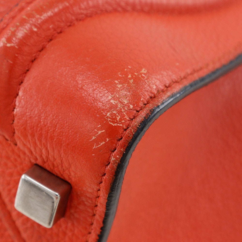 Celine Luggage Grainy Leather Red Calfskin Handbag (Pre-Owned)