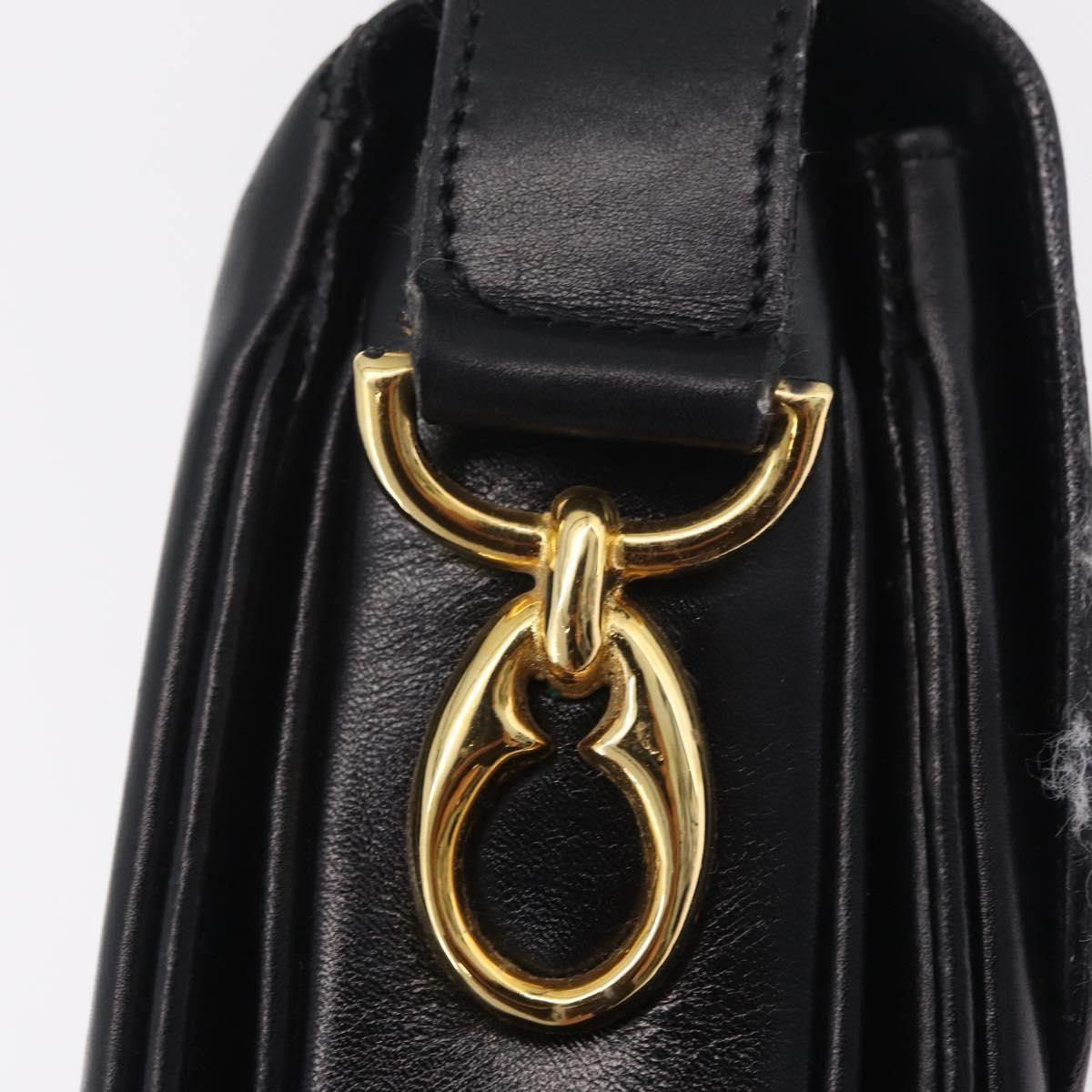 Celine Flap Shoulder Leather Black Leather Shoulder Bag Bag (Pre-Owned)